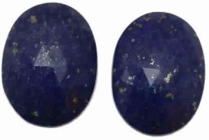 NATURAL LAPIS LAZULI GEMSTONE PAIR OVAL SHAPE ROSE CUT STONES