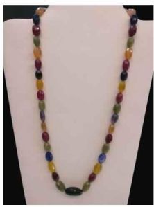 Natural Multi Sapphire Glass Filled Gemstone Beads Necklace