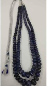 NATURAL TANZANITE GEMSTONE 6-14MM MELON CUT ROUNDEL BEADS NECKLACE