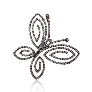 Sterling Silver Butterfly Design Diamond Pendant