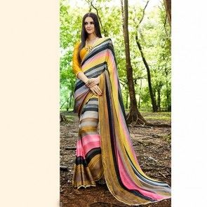 Kora Sattin Silk printed Saree