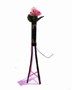 Bamboo Floor Lamp with Flower Stand