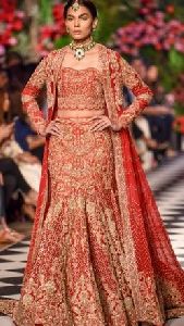 Red Heavy Bridal Lehenga Choli With Jacket