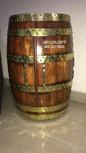 wine barrel bar table with cabinet