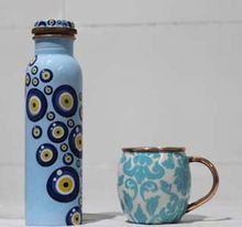 Printed Water Copper Bottle With Printed Mug