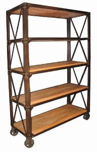 Industrial Metal and Wooden Shelf