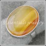 Geniune Yellow Banded Agate Gemstone Ring