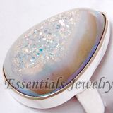 Plain Golden Pearl Window Druzy Ring