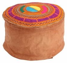 Moroccan Style Leather Pouf