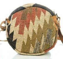 Hand Made Indian Kilim Leather Sling Bag