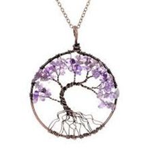 Amethyst Tree Of Life Metal Pendants