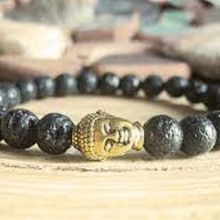 Black Lava Elastic Beads