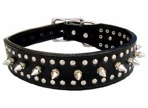 Black Spiked Leather Dog Collars