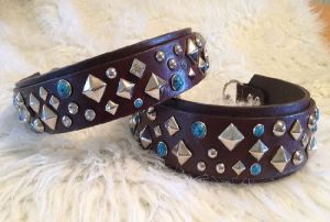 Gemstone Dog Collars Extra Wide Leather Pet Collars