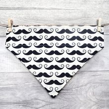 mustache printed white cotton dog