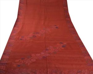 Sanskriti vintage indian saree blend silk maroon sari fabric embroidered paisley