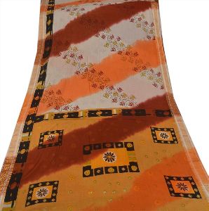 Vintage 100% pure cotton ethnic saree multi color printed sari craft fabric