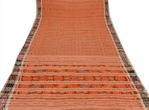 Vintage indian saree hand woven patola sari fabric pure cotton craft maroon