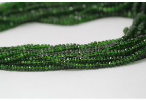 AAA Natural Chrome Diopside Faceted Rondelle Beads Strand