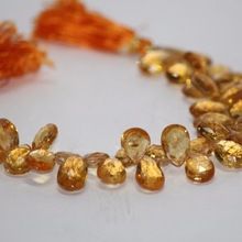 Citrine Gemstone Faceted Pear Briolette Beads