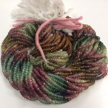 Multi Tourmaline Faceted Rondelle Beads Strand