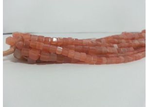 Natural Hessonite Garnet Plain Smooth Cube Box Shaped Beads Strand