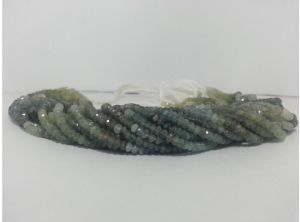 Natural Moss Aquamarine Multi Faceted Rondelle Beads