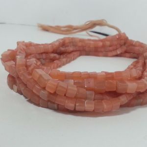 Peach Moonstone Plain Cube Box Beads Gems