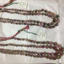 Watermelon Tourmaline Smooth Slices Beads Necklace