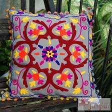 Embroidered Cushion Cover Suzani Indian Pillow Cases-Craft Jaipur