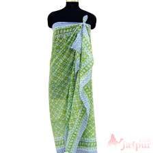 Ethnic Traditional Dupatta Long Scarf Green Hand Block Print-Craft Jaipur