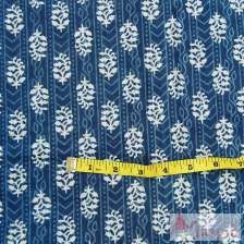 Indigo Blue Floral Block Printed Cotton Fabric Dress Material-Craft Jaipur