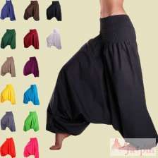 Unisex Harem Pants Cotton Yoga Aladdin Trouser Black