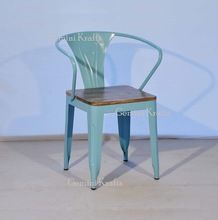 Metal Wooden Seat Dinning Chair