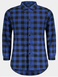 Mens Blue Black Check Shirt