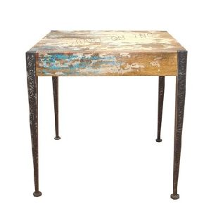 Side Table Brown And Black Leg