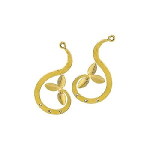 THREE HOLES PATTERNED LEAF GOLD EARWIRE