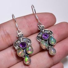 Amethyst Ethiopian Opal Gemstone earring