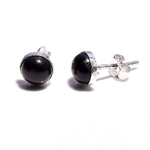 Black Onyx Gemstone 925 Sterling Silver Stud Earrings