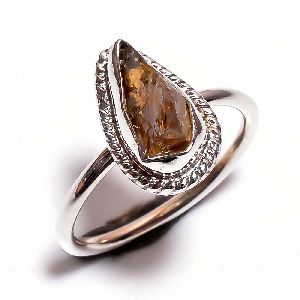 Citrine Raw Gemstone 925 Sterling Silver Ring Size 6