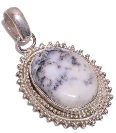 Dendrite Opal Gemstone 925 Sterling Silver Pendant