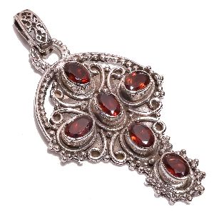 Garnet Gemstone 925 Sterling Silver Pendant