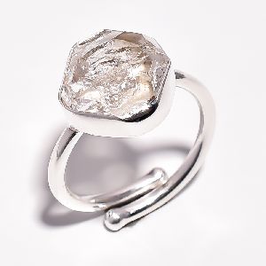Herkimer Diamond Raw Gemstone 925 Sterling Silver Ring Size 8