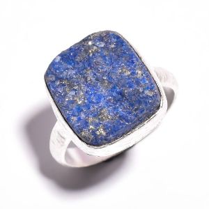 Lapis Raw Gemstone 925 Sterling Silver Ring Size 7