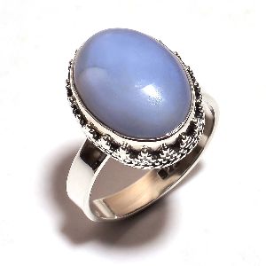 Owhyee Blue Opal Gemstone 925 Sterling Silver Ring Size 9.25