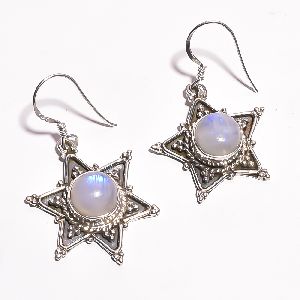 Rainbow moonstone 925 sterling silver earrings