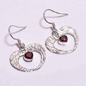 Silver Garnet Earring