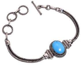 Sleeping Beauty Turquoise Gemstone 925 Sterling Silver Bracelet