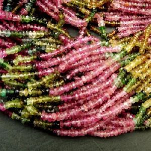 Multi Tourmaline Micro Faceted Rondelle Gemstone Beads