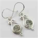 925 Solid Sterling Silver Girls Women\\\'s Earrings Natural GREEN AMETHYST Gemstone